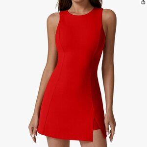 Qinsen Sleeveless Tennis Golf Dress Womens Medium Red New Undershorts